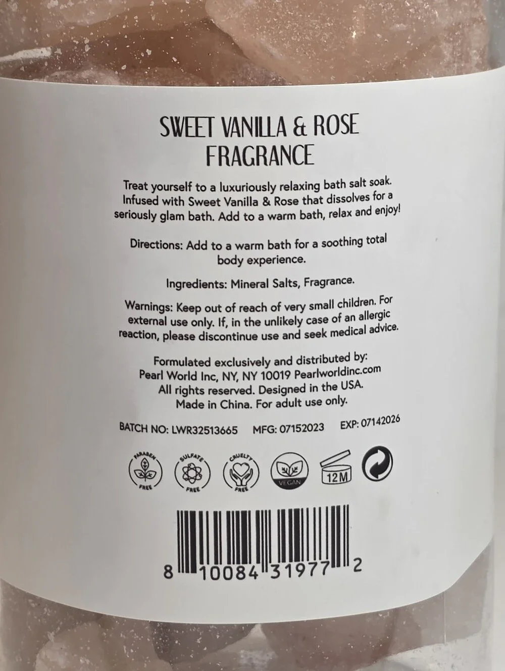 Alchemy Living Pink Himalayan Salt Bath Soak Treatment Sweet Vanilla & Rose Jar